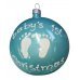 Χριστουγεννιάτικη Χειροποίητη Γυάλινη Μπάλα Γαλάζια, με Πατουσάκια (10cm)
